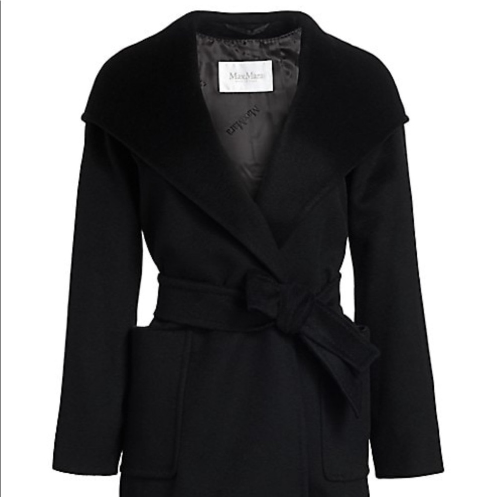 MaxMara Rialto hooded camel hair coat Sz 0 black